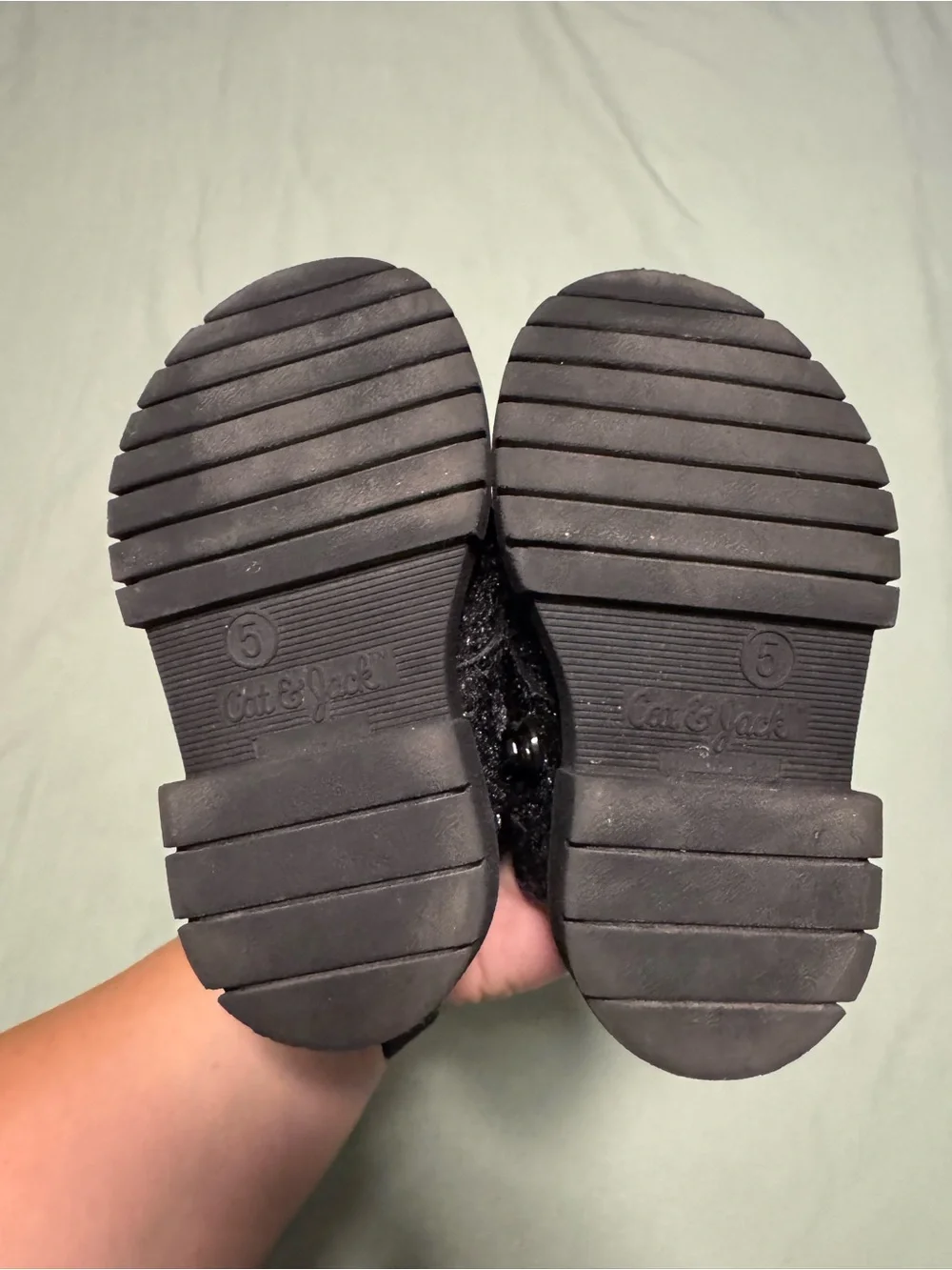 Cat & Jack Black Glitter Lace-Up Kids Boots